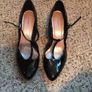 Black patent leather heels